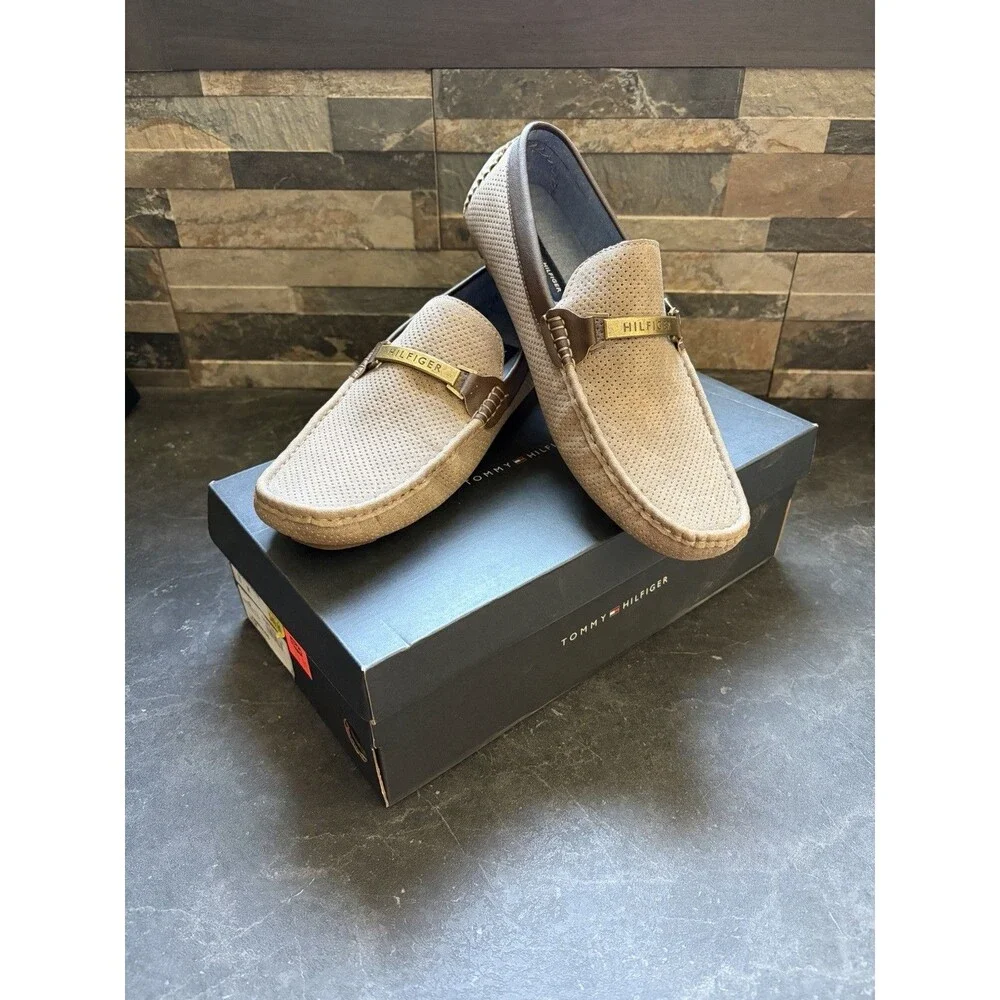 Tommy Hilfiger Aaron Mens 10 M Driving Shoes Brown Moc Toe Slip On Casual Loafer